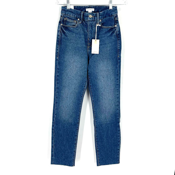 Good American Good Crop Raw Hem Slim Jeans Blue 940 Size 2/26 NWT - Picture 8 of 8